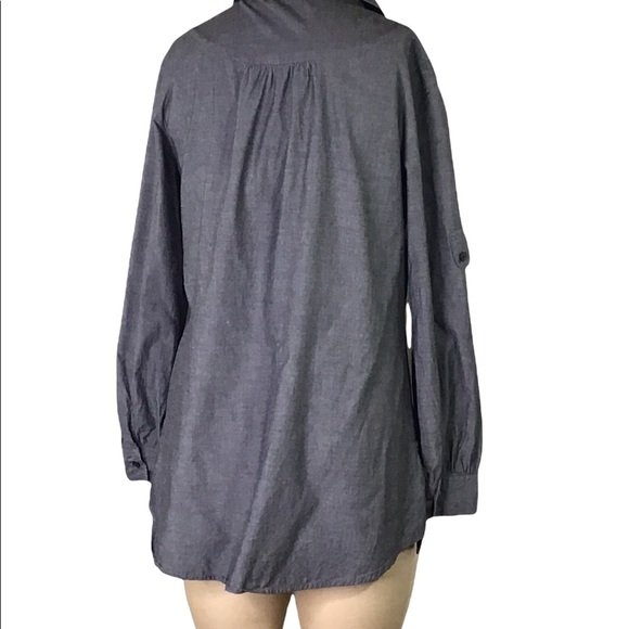 Industry 212 Grey Pleated Button Down Shirt, M, EUC - Picture 4 of 5